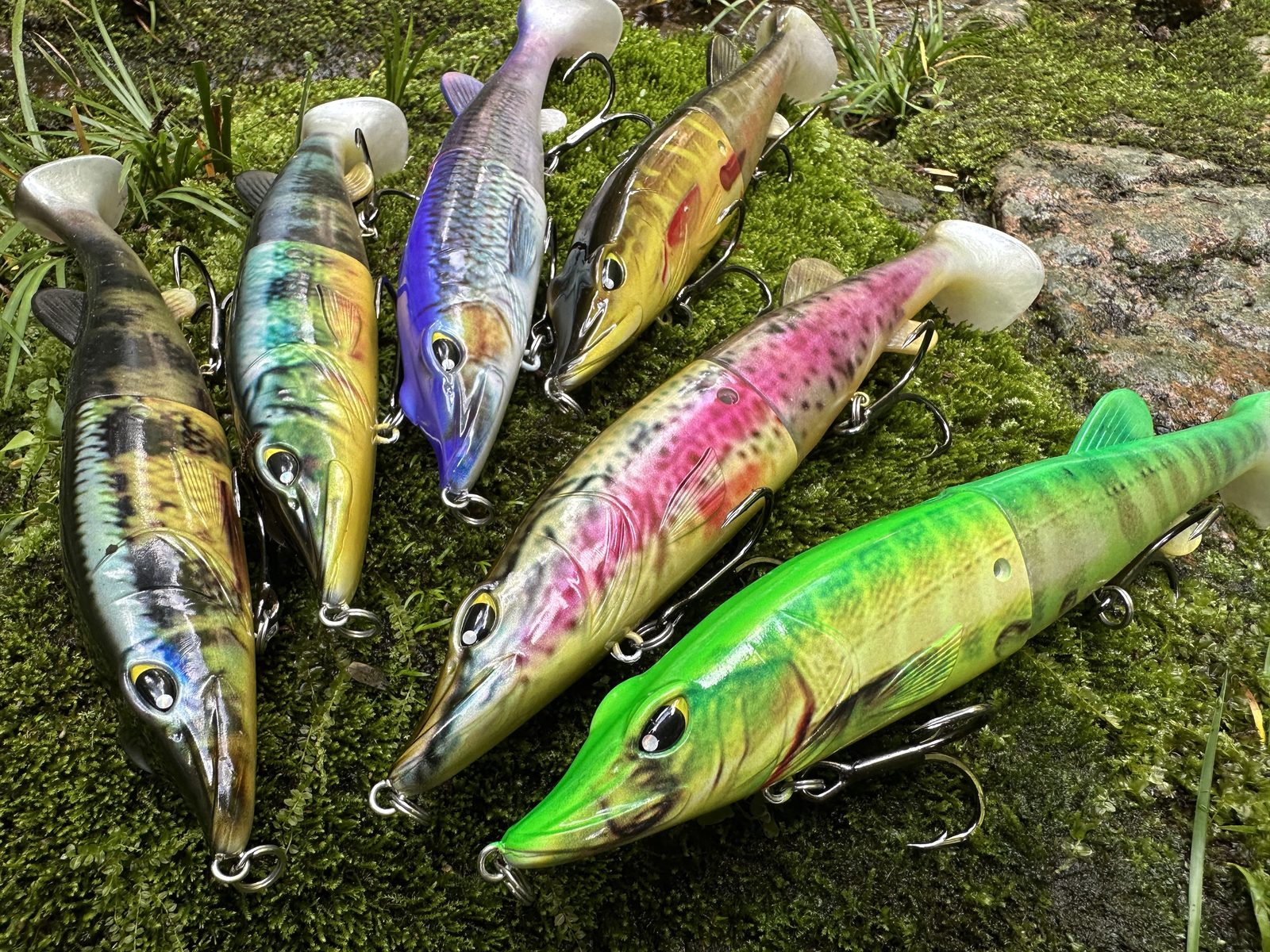 Sunlure DW659 Jointed Glide Bait 14cm, Slow Sinking Two-Joint Swimbait with Soft Paddle Tail for Pike Muskie Bass, 6 Colors photo 2