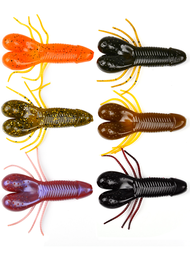 Sunlure RL024 Twin-Tail Craw Bait, Crawfish Grub Soft Lures for Bass Perch, 2 Sizes / 6 Colors photo 3
