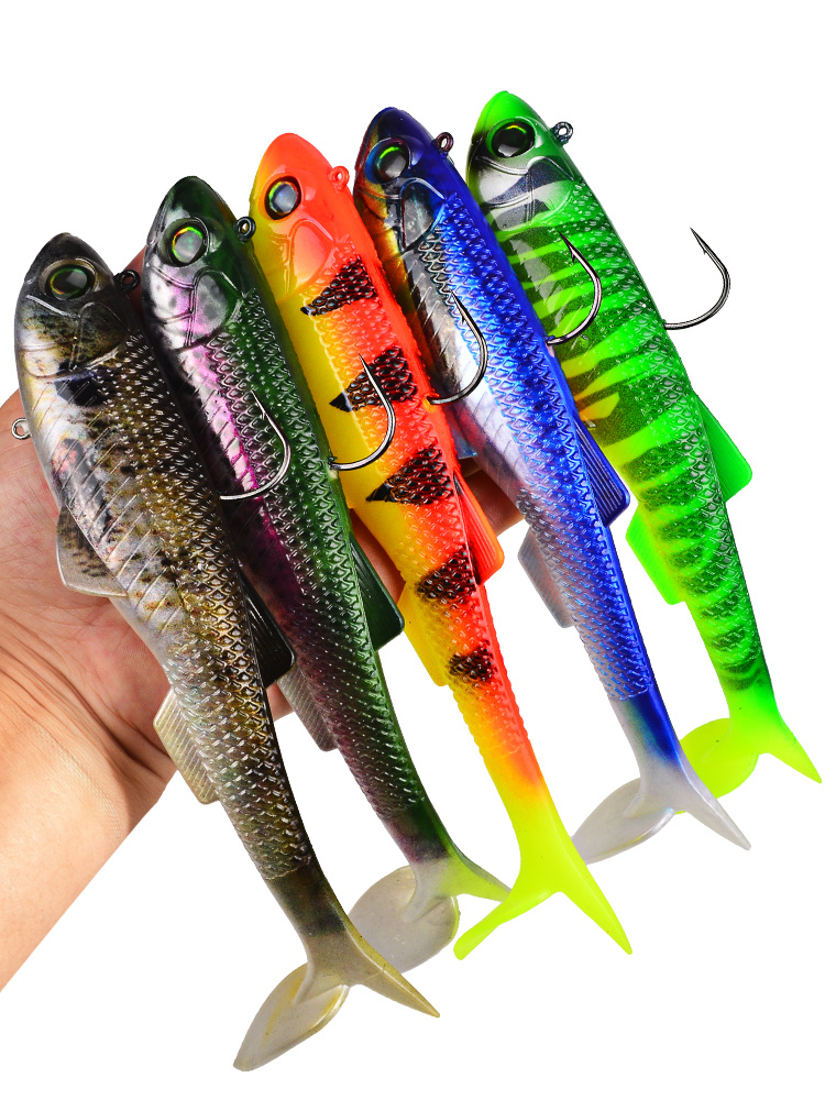 Sunlure RL5601 Pre-Rigged Paddle Tail Swimbait, Weighted Soft Lure with Jig Head for Sea Bass Pike, 4 Sizes / 5 Colors photo 3