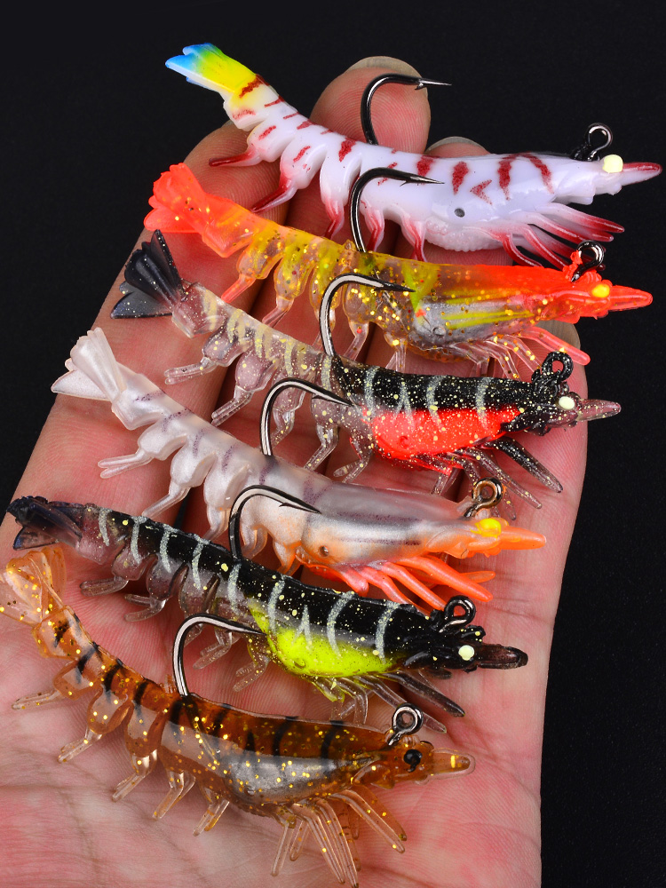 Sunlure SJ023 Soft Shrimp Lure, Lifelike Prawn Bait for Bass Cod Snapper, Saltwater & Freshwater, 2 Sizes / 5 Colors photo 3