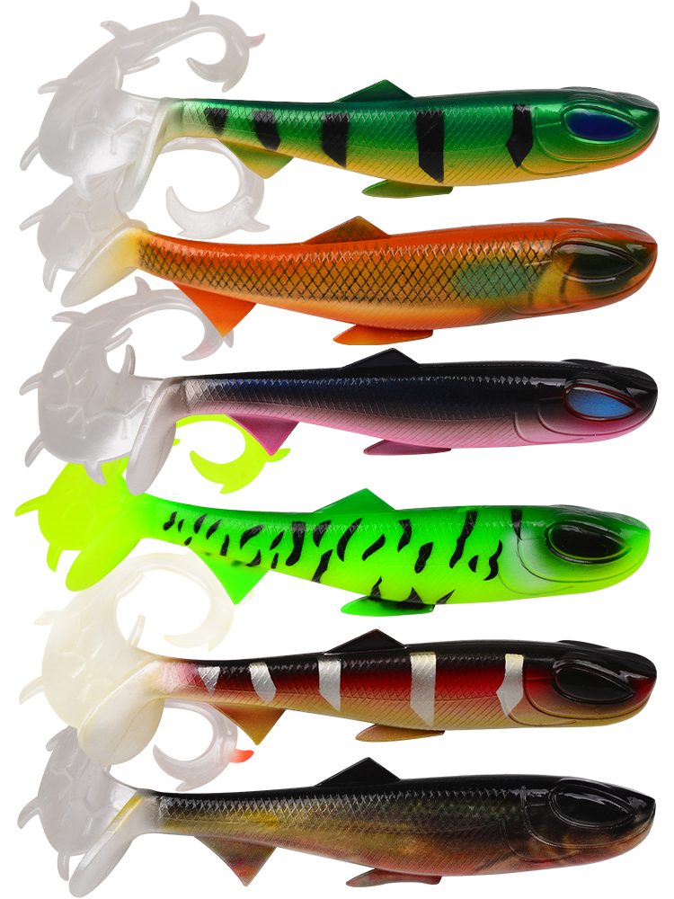 Sunlure SL1004 Big Eye Curly Tail Swimbait, Soft Shad Lures for Pike Bass Muskie, 2 Sizes / 6 Colors photo 3