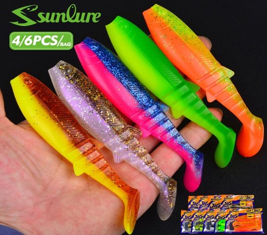 Sunlure SL1006 Paddle Tail Swimbait, Small Shad Soft Lures for Perch Bass Zander, 2 Sizes / 10 Colors