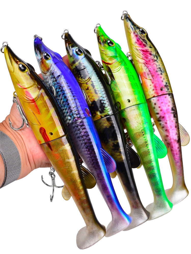 Sunlure SL1012 Two-Jointed Soft Glide Bait, Slow Sinking Segment Swimbait for Pike Muskie Bass, 6 Colors photo 3