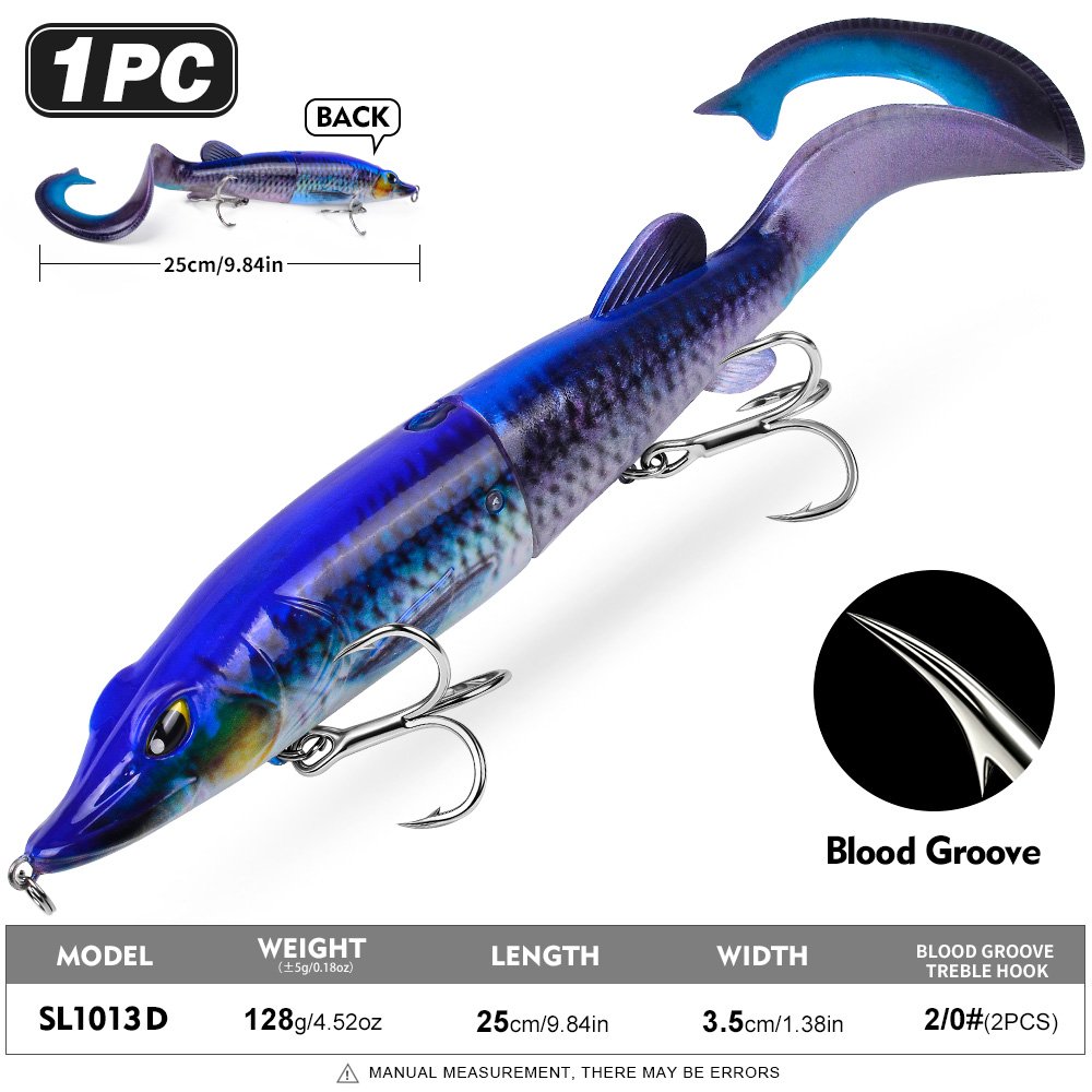 Sunlure SL1013 Two-Jointed Soft Glide Bait, Slow Sinking Segment Swimbait for Pike Muskie Bass, 6 Colors photo 8