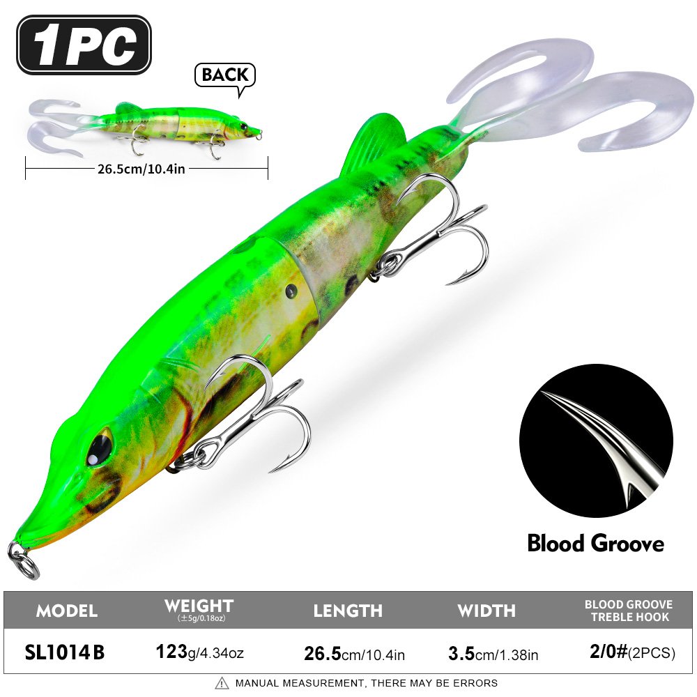 Sunlure SL1014 Two-Jointed Soft Glide Bait, Slow Sinking Segment Swimbait for Pike Muskie Bass, 6 Colors photo 6
