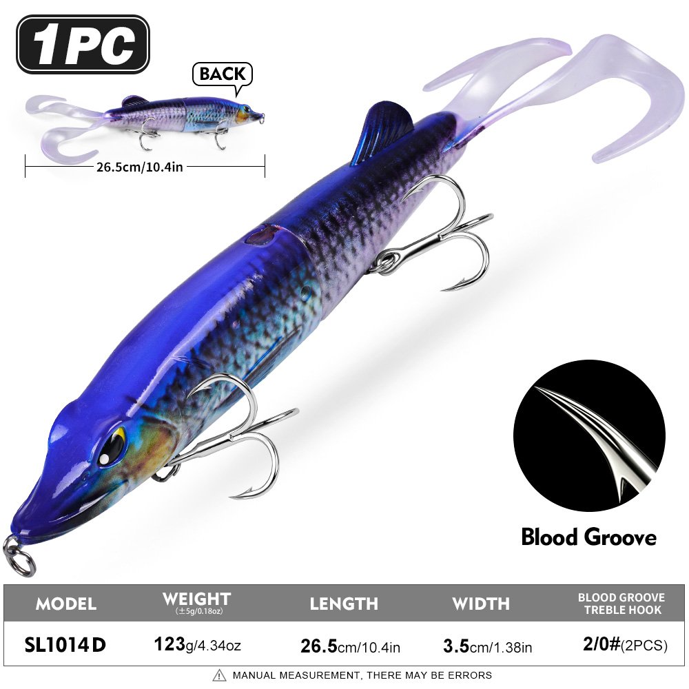 Sunlure SL1014 Two-Jointed Soft Glide Bait, Slow Sinking Segment Swimbait for Pike Muskie Bass, 6 Colors photo 8