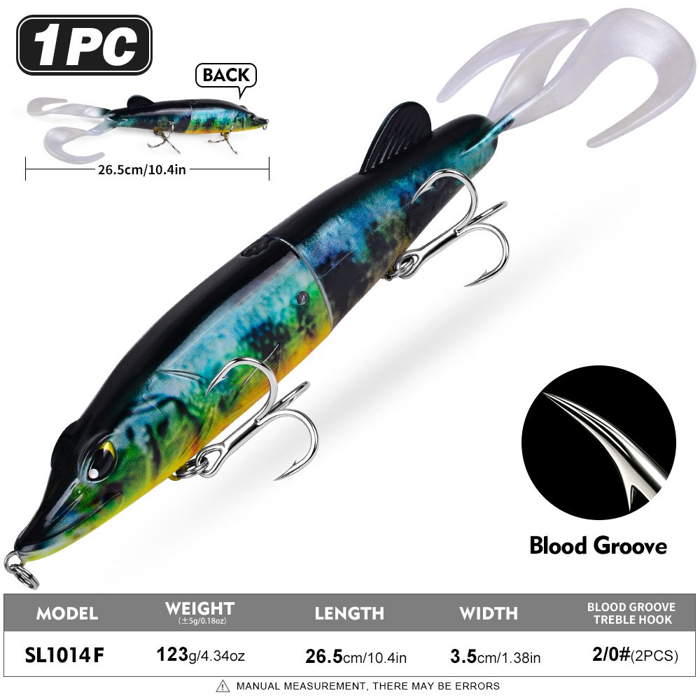 Sunlure SL1014 Two-Jointed Soft Glide Bait, Slow Sinking Segment Swimbait for Pike Muskie Bass, 6 Colors photo 10