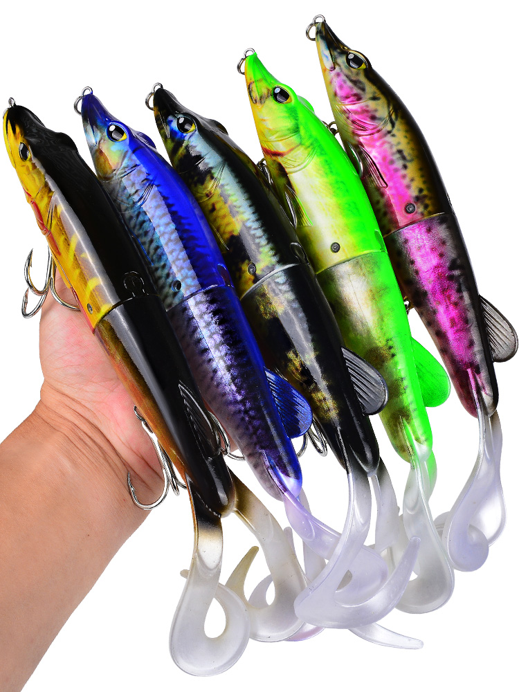 Sunlure SL1014 Two-Jointed Soft Glide Bait, Slow Sinking Segment Swimbait for Pike Muskie Bass, 6 Colors photo 3